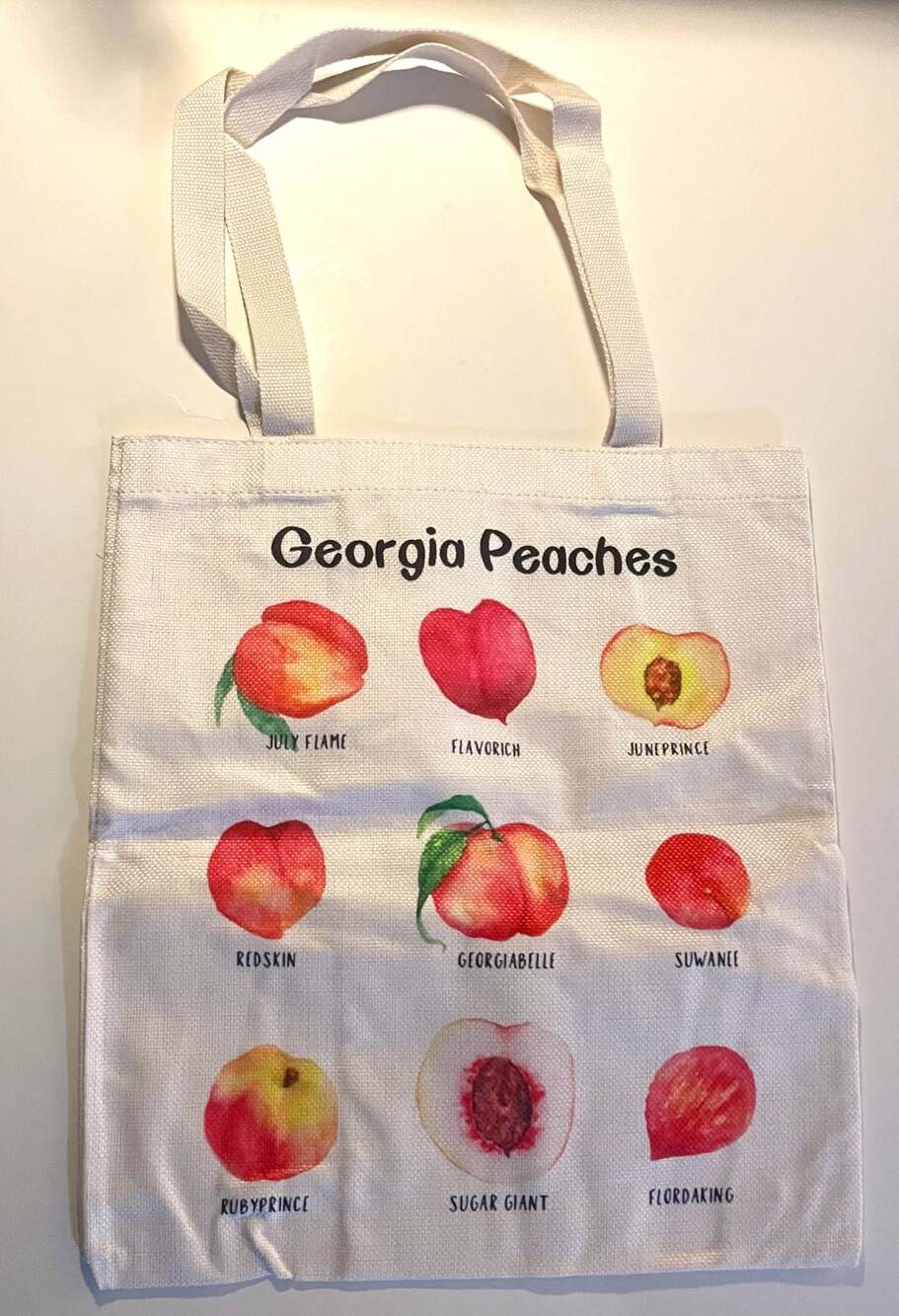 Georgia Peaches Watercolor Canvas Tote Bag